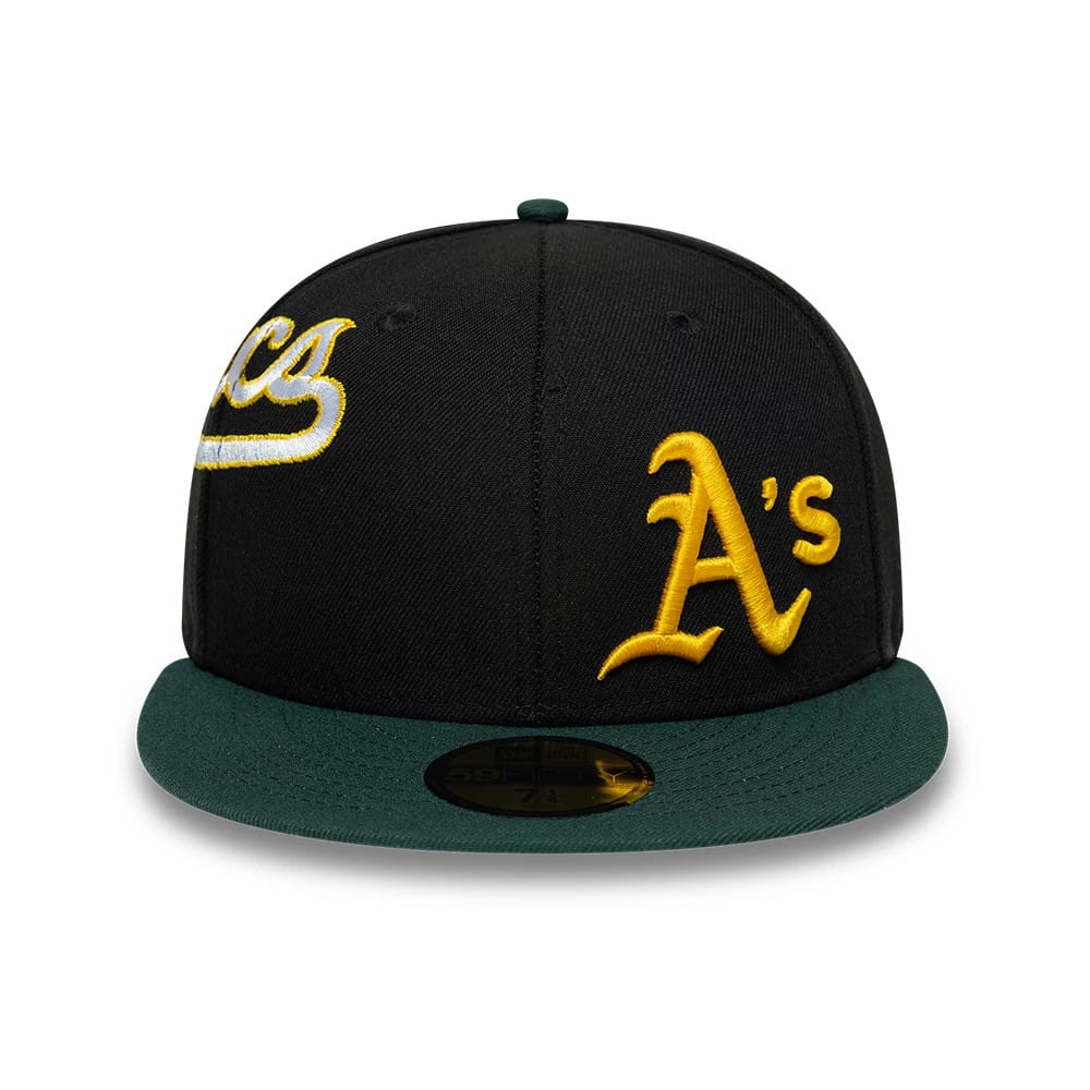 Athletics MLB Multi Logo Satin Lined Black 59FIFTY Fitted Cap-kentox