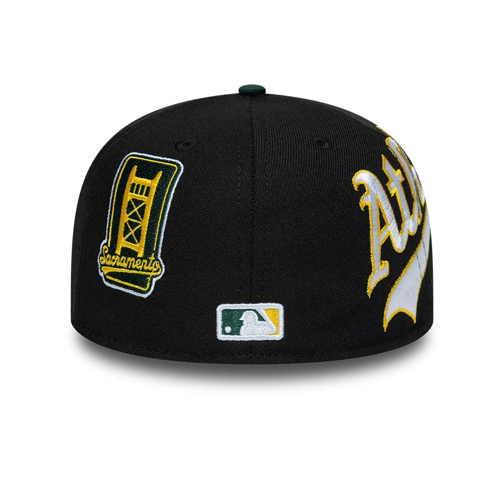 Athletics MLB Multi Logo Satin Lined Black 59FIFTY Fitted Cap-kentox