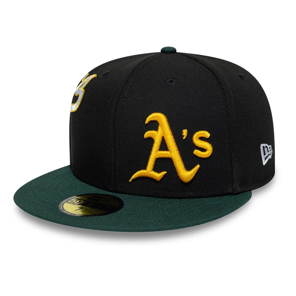 Athletics MLB Multi Logo Satin Lined Black 59FIFTY Fitted Cap-kentox