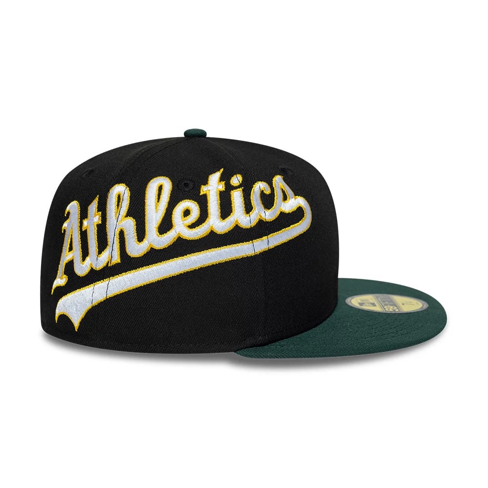 Athletics MLB Multi Logo Satin Lined Black 59FIFTY Fitted Cap-kentox