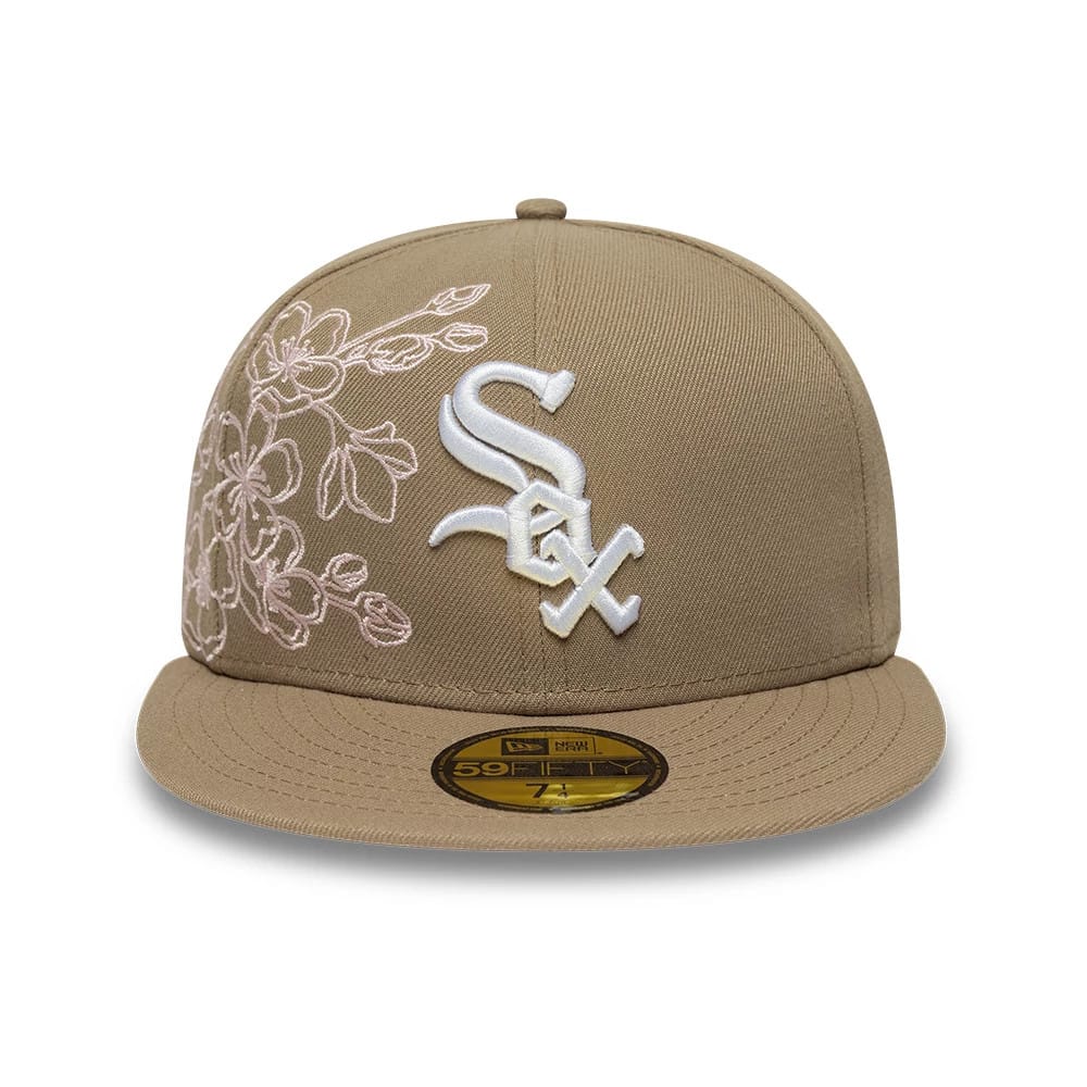Chicago White Sox MLB Floral Outline Beige 59FIFTY Fitted Cap-kentox