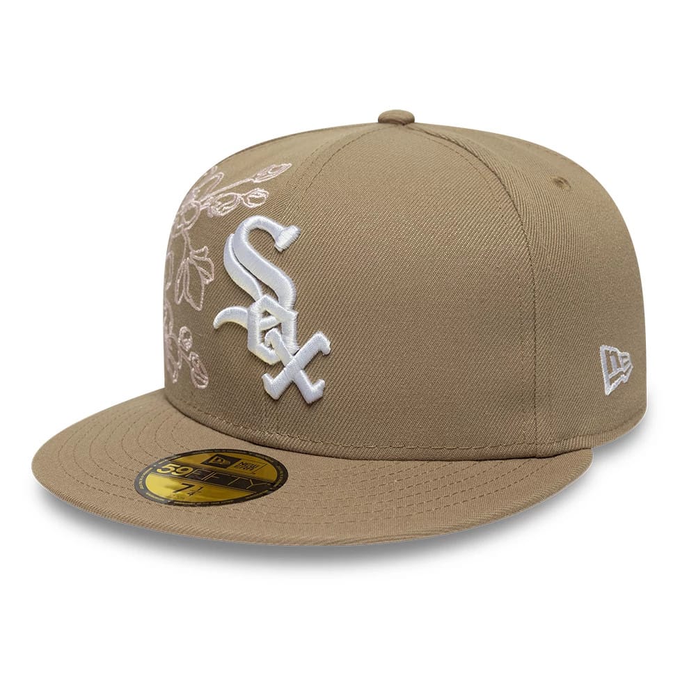 Chicago White Sox MLB Floral Outline Beige 59FIFTY Fitted Cap-kentox