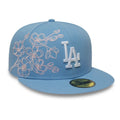 LA Dodgers MLB Floral Outline Pastel Blue 59FIFTY Fitted Cap-kentox