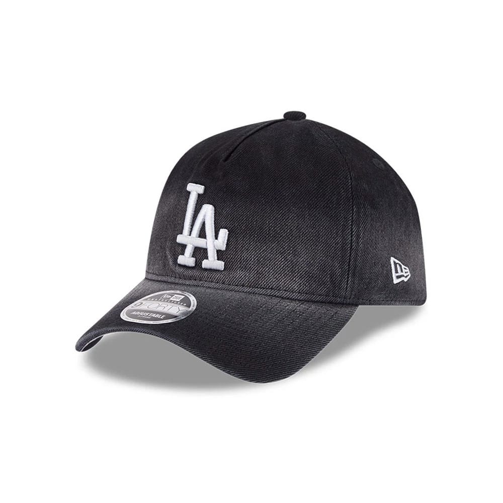 Dodgers MLB Washed Denim Black 9FORTY A-Frame Unstructured Adjustable Cap-kentox