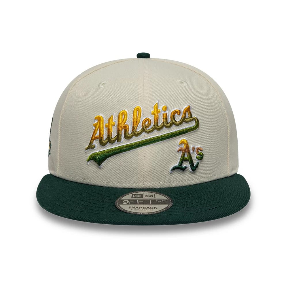 Athletics MLB Ombre Script Beige & Green 9FIFTY Snapback Adjustable Cap-kentox