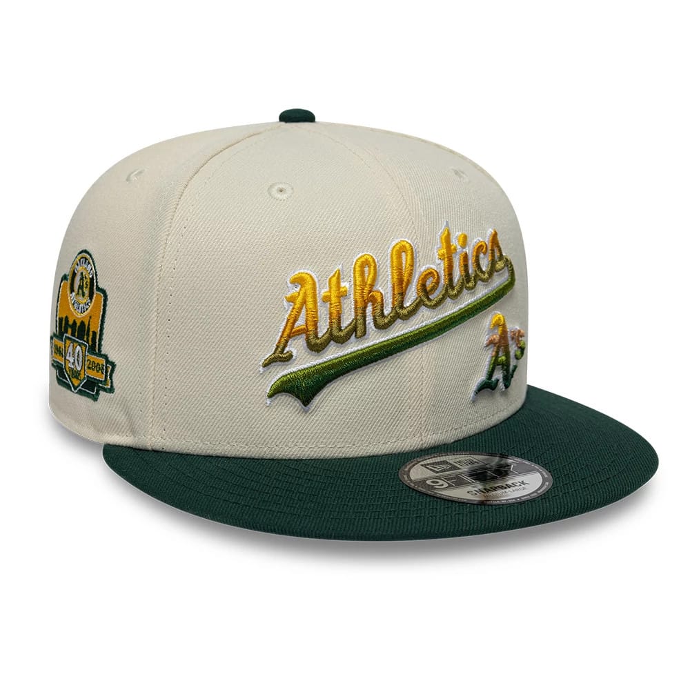 Athletics MLB Ombre Script Beige & Green 9FIFTY Snapback Adjustable Cap-kentox