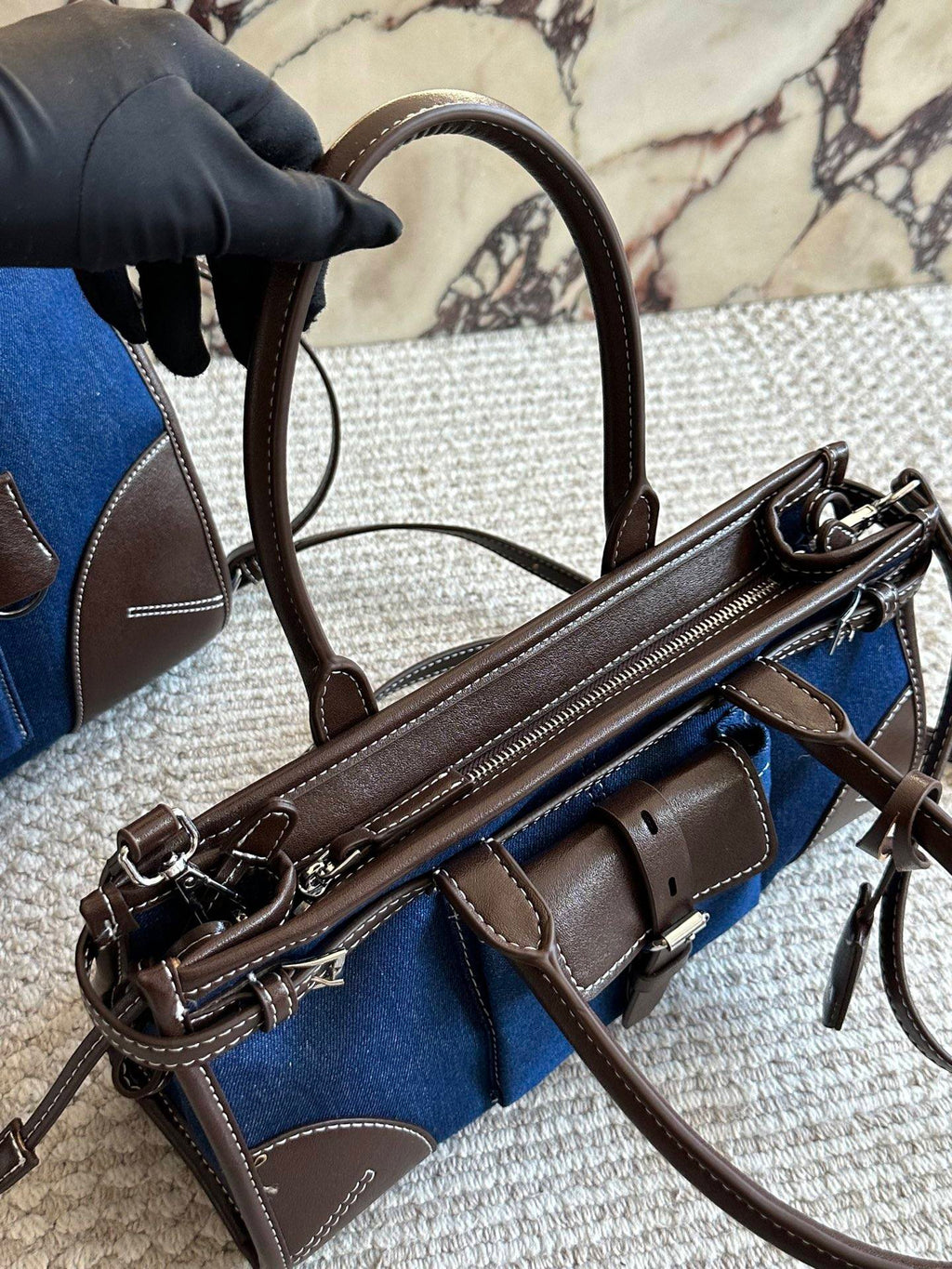 Luxe Signature Denim Tote Bag
