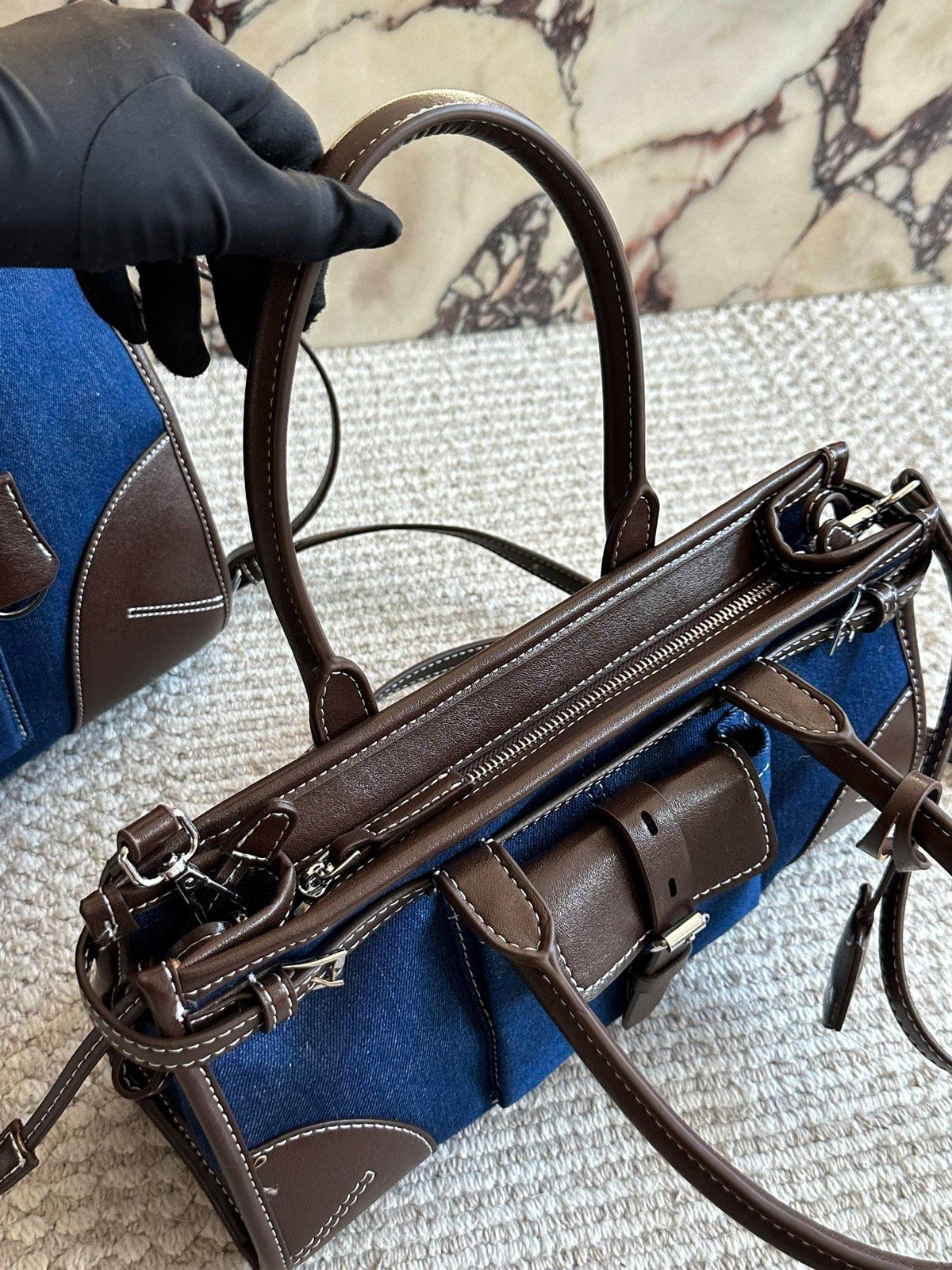 Luxe Signature Denim Tote Bag