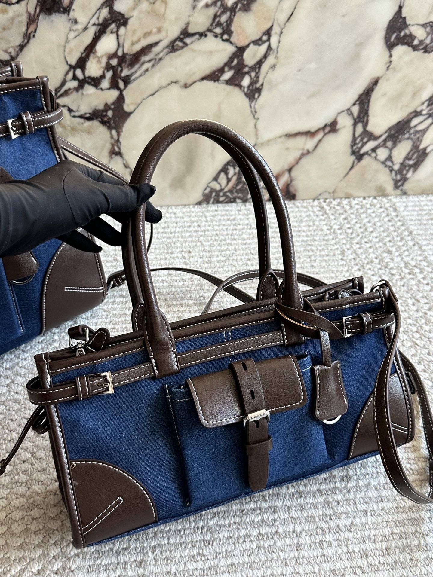 Luxe Signature Denim Tote Bag