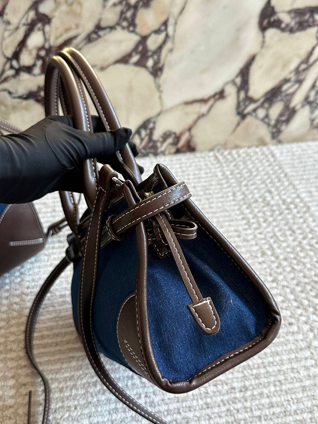 Luxe Signature Denim Tote Bag
