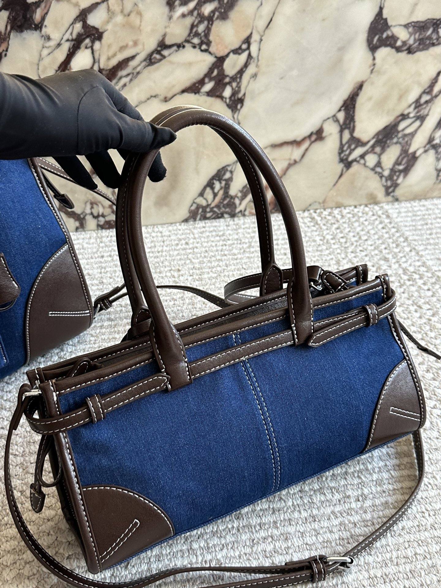 Luxe Signature Denim Tote Bag