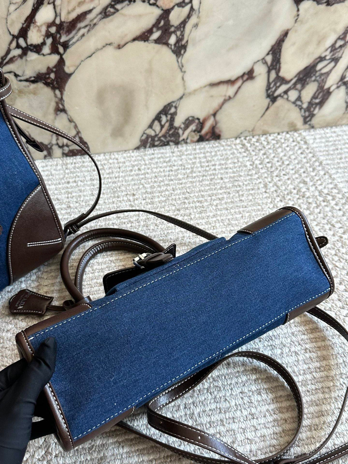 Luxe Signature Denim Tote Bag