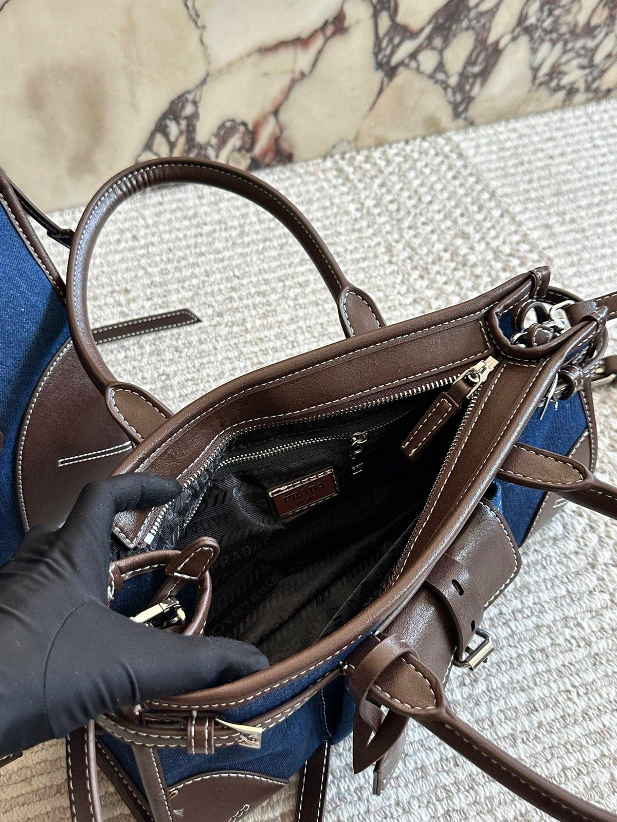 Luxe Signature Denim Tote Bag