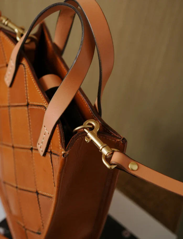 Handcrafted Italian Quilted Leather Mini Tote Bag