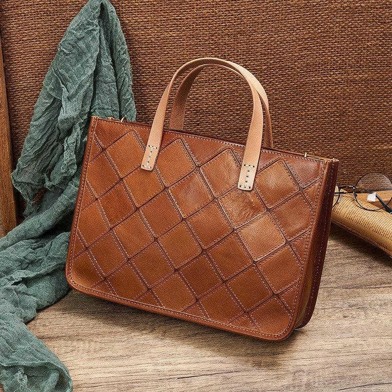 Handcrafted Italian Quilted Leather Tote Bag