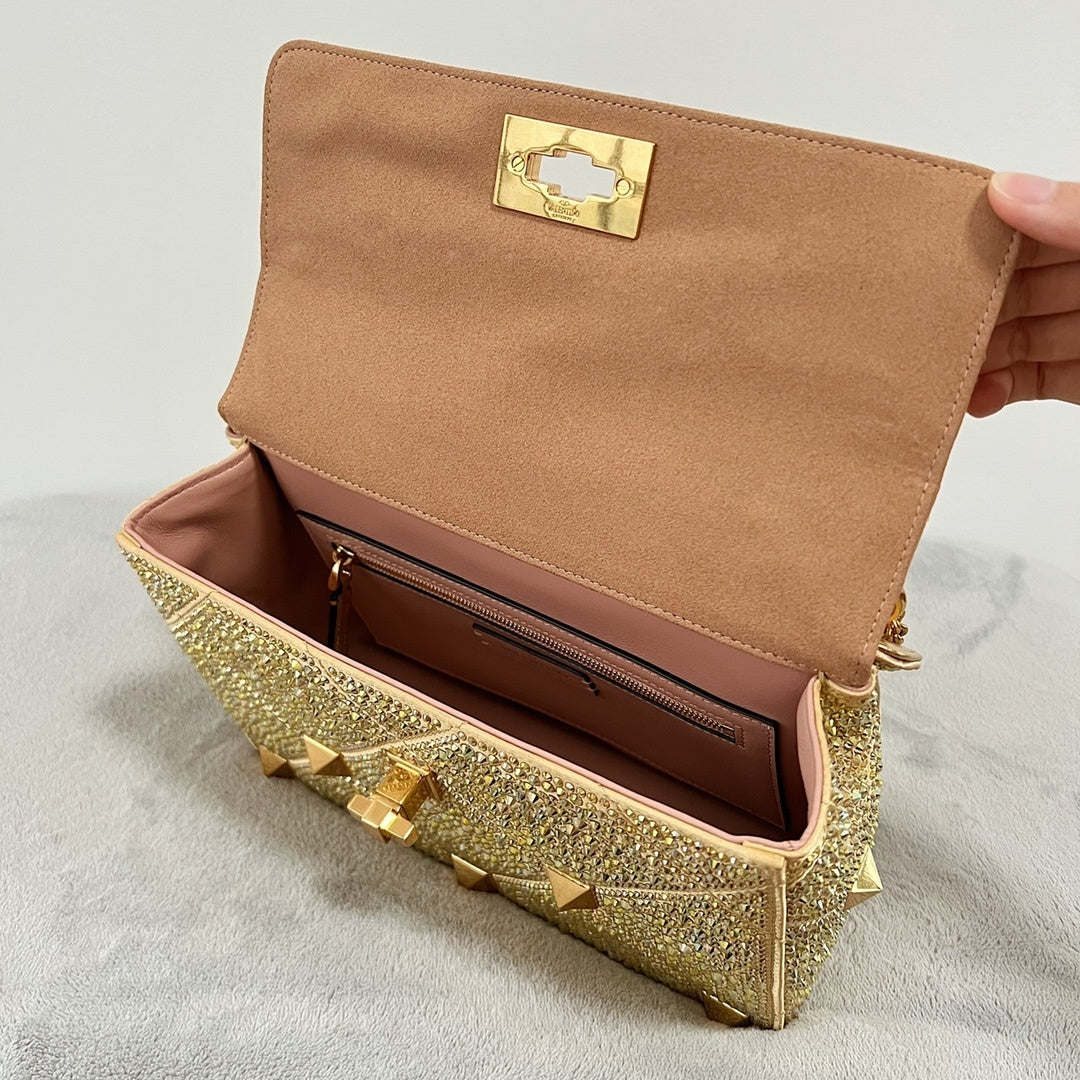 Crystal-Embellished Shoulder Bag