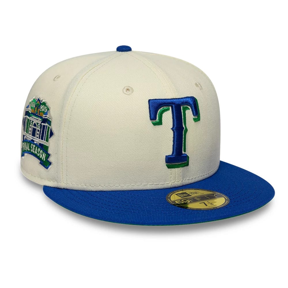 Texas Rangers MLB Cooperstown White & Blue 59FIFTY Fitted Cap-kentox