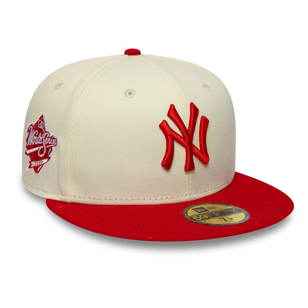 New York Yankees MLB Chrome Scarlet Cream 59FIFTY Fitted Cap-kentox