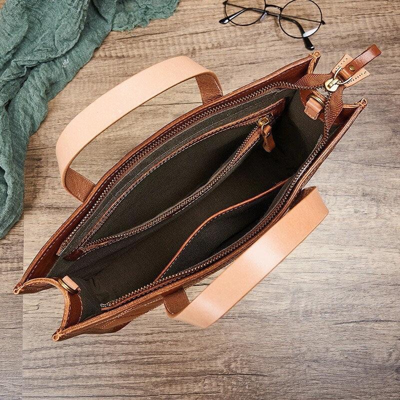 Handcrafted Italian Quilted Leather Tote Bag