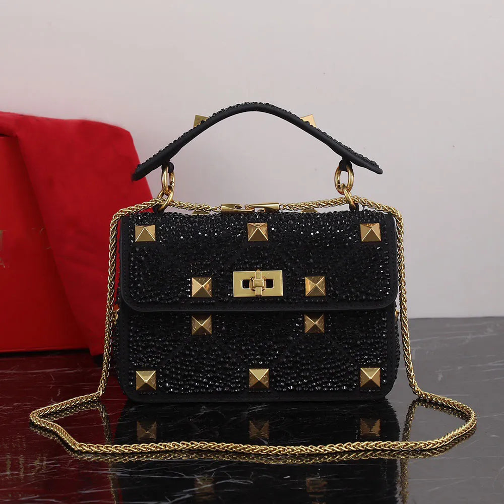 Crystal-Embellished Shoulder Bag