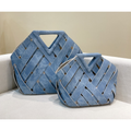 Denim Blue Hollow Woven Shoulder Bag