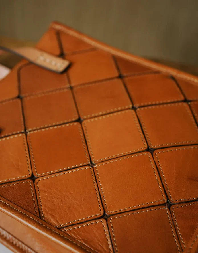 Handcrafted Italian Quilted Leather Mini Tote Bag