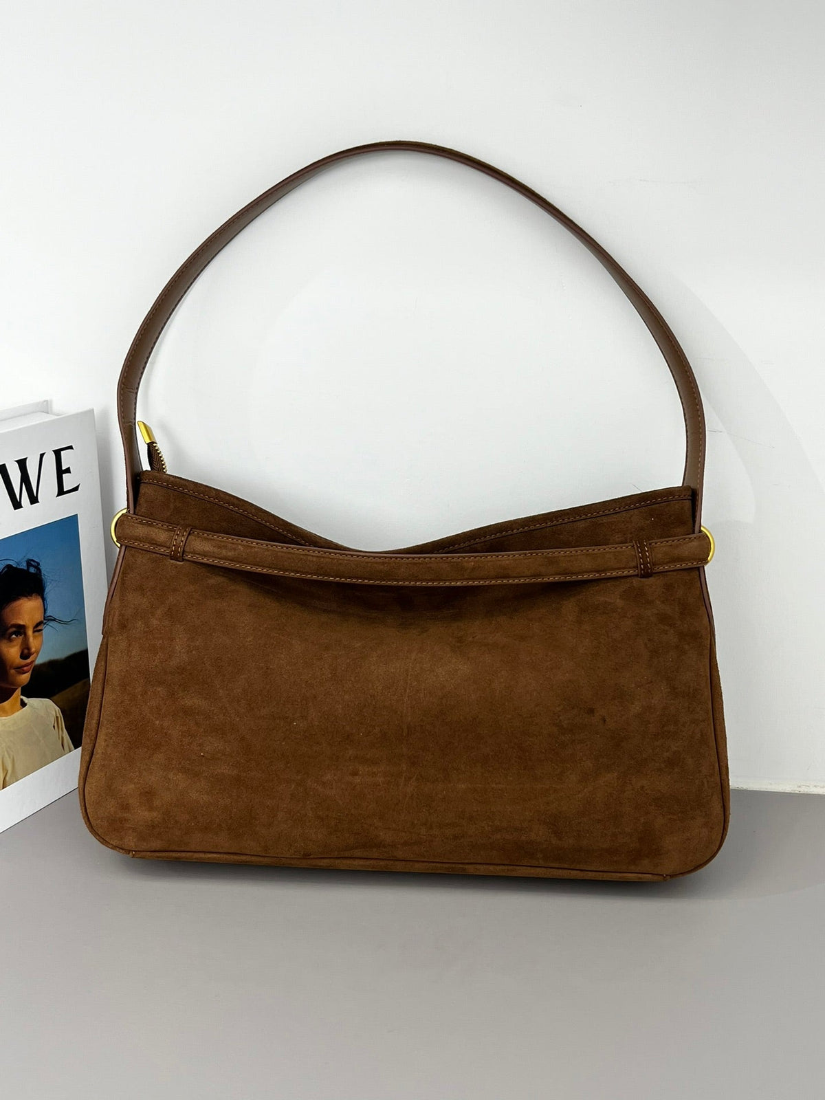 Luxe Suede Leather Shoulder Bag