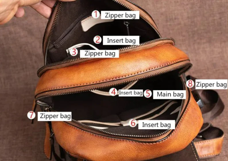 Embossed Genuine Leather Backpack