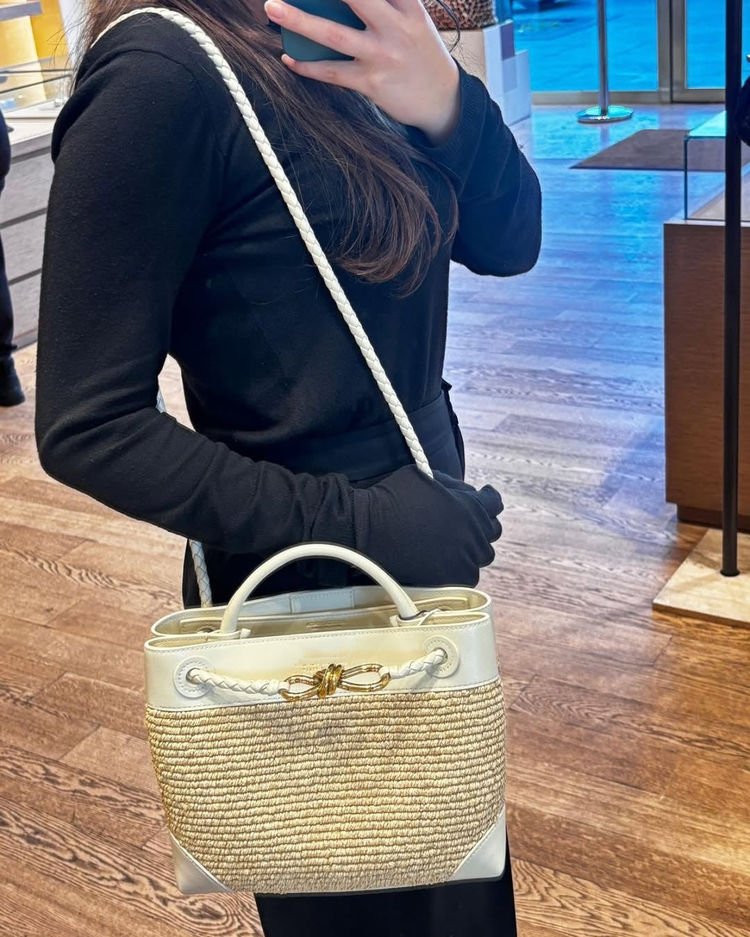 Chic Raffia Knot Mini Tote Bag