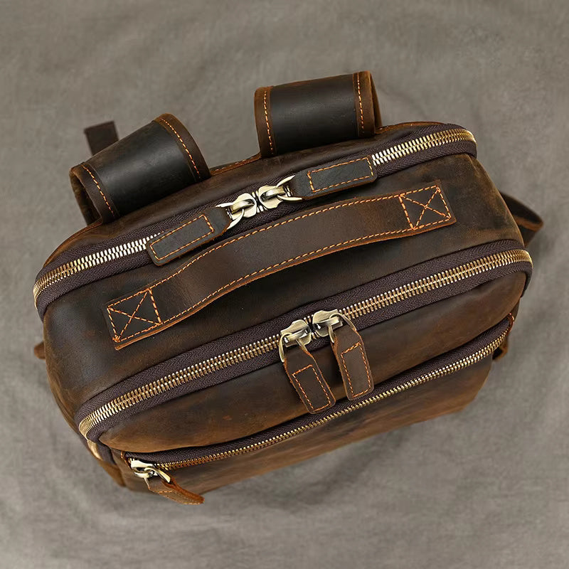 Vintage-Inspired Rustic Leather Backpack