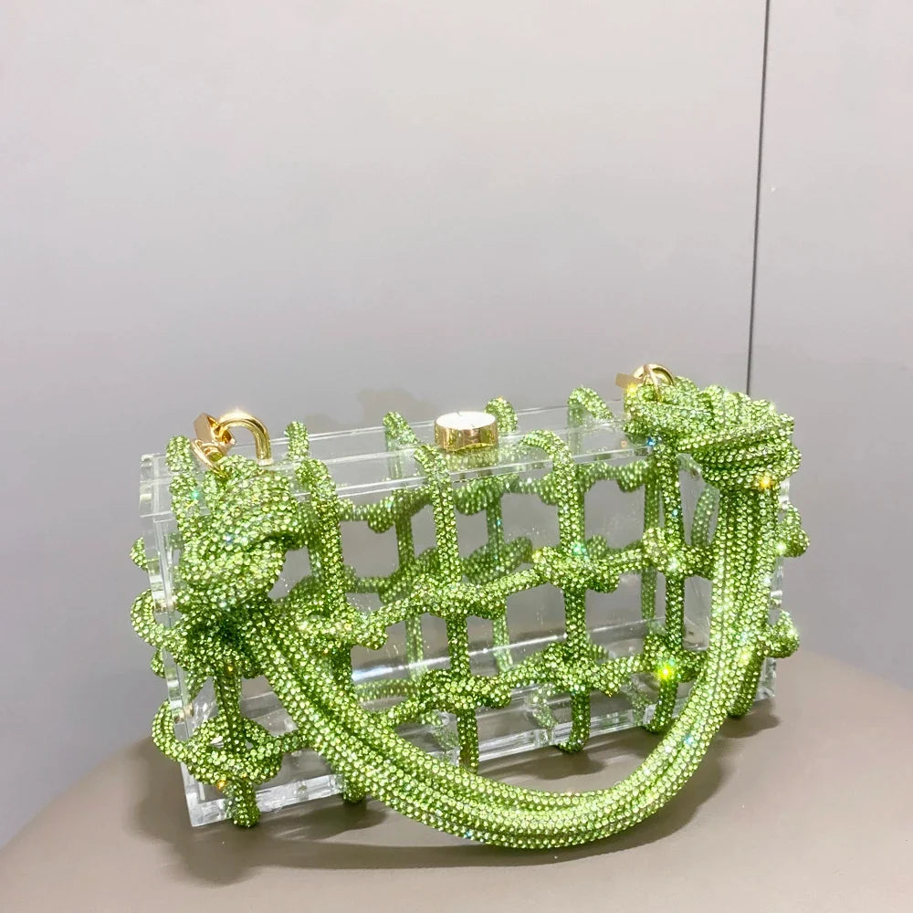Elegant Rhinestone Clear Box Handbag