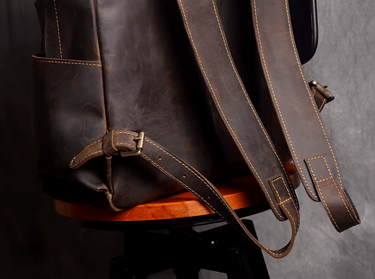 Vintage Rustic Cowhide Leather Backpack with Timeless Style