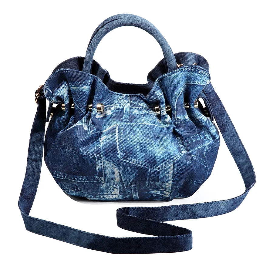 Sparkling Rhinestone Denim Bag