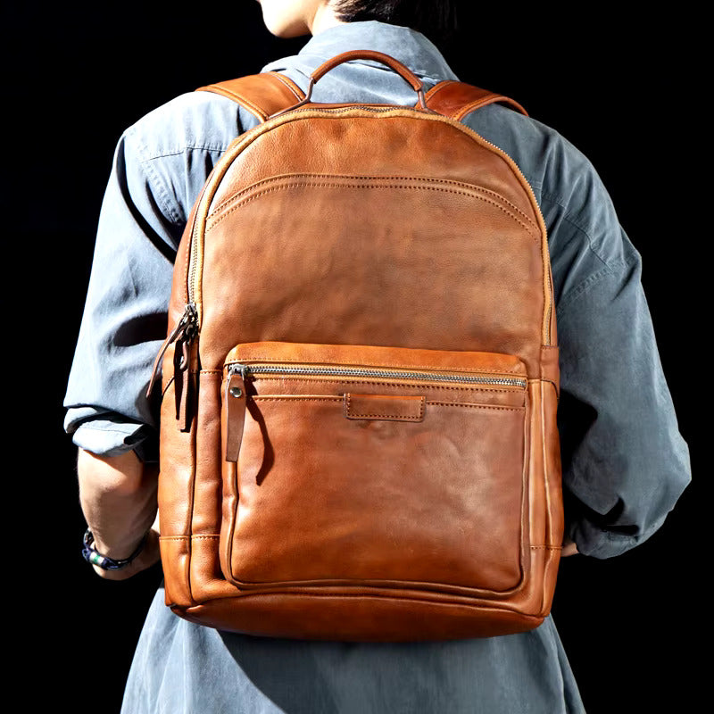 Classic Genuine Cowhide Leather Backpack
