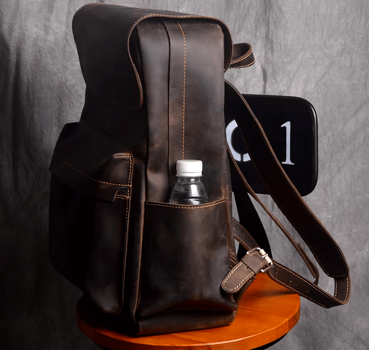 Vintage Rustic Cowhide Leather Backpack with Timeless Style