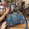 Denim Rhinestone Shoulder Bag – Stylish Sparkle for Every Occasion