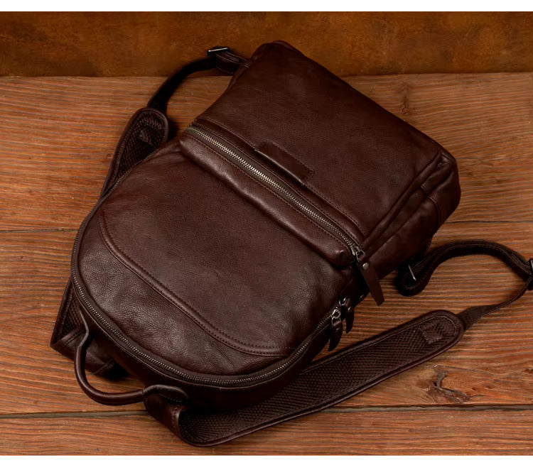 Classic Genuine Cowhide Leather Backpack