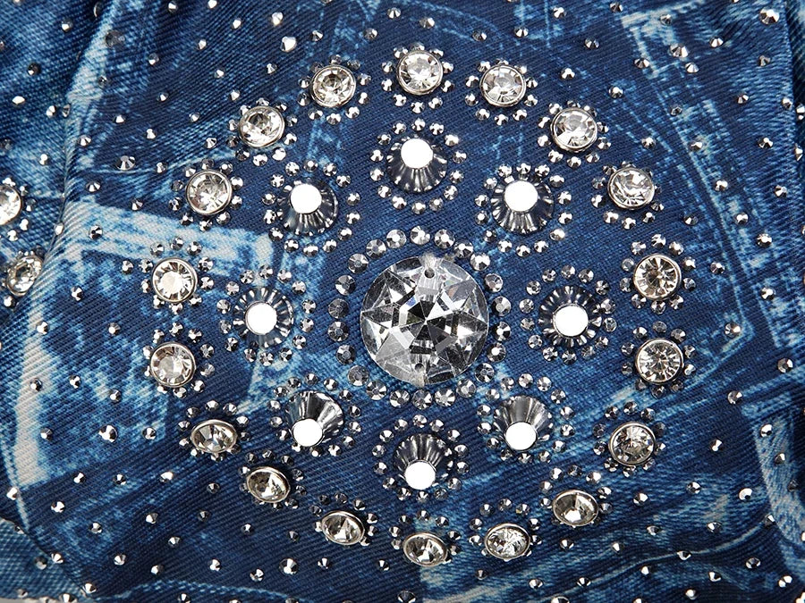 Sparkling Rhinestone Denim Bag