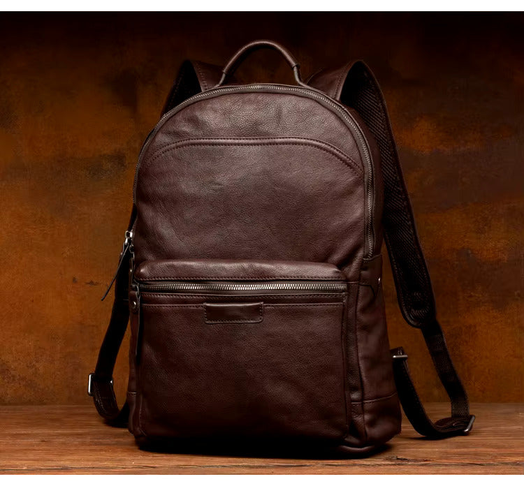 Classic Genuine Cowhide Leather Backpack