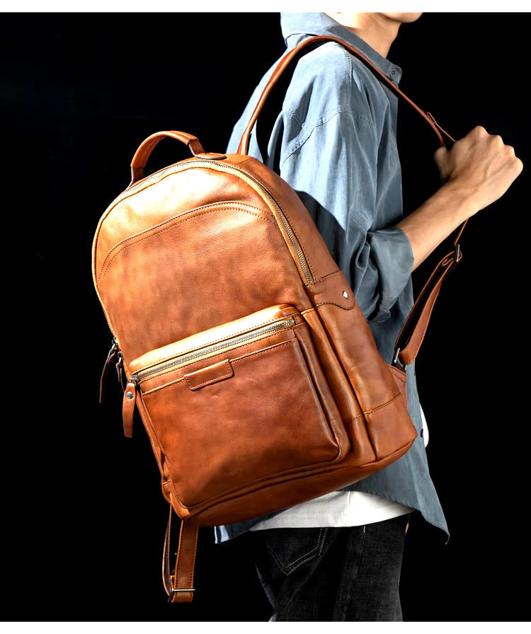 Classic Genuine Cowhide Leather Backpack