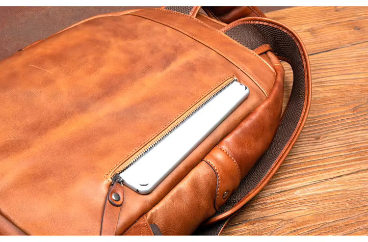Classic Genuine Cowhide Leather Backpack