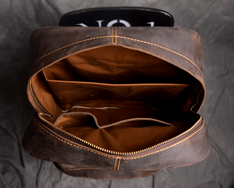 Vintage Rustic Cowhide Leather Backpack with Timeless Style