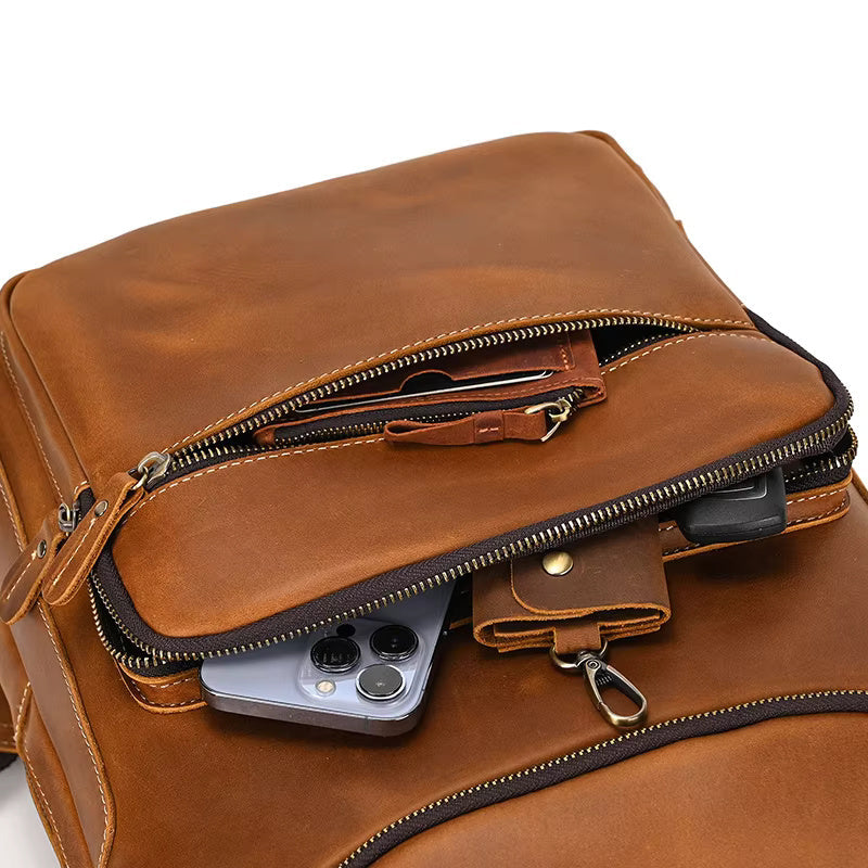 Classic Vintage Cowhide Leather Backpack