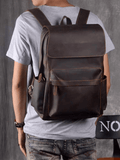 Vintage Rustic Cowhide Leather Backpack with Timeless Style