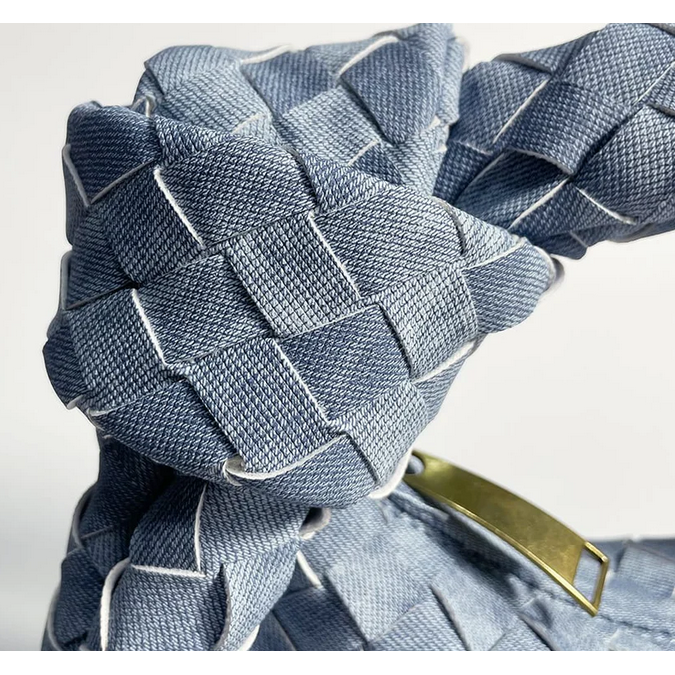 Stylish Denim Woven Knot Handbag