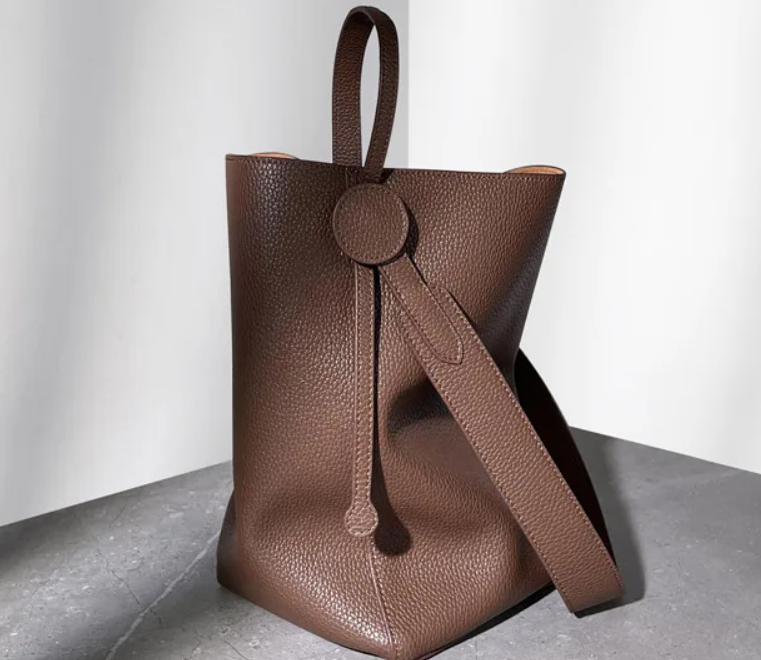 Handcrafted Calfskin Leather Bucket Bag