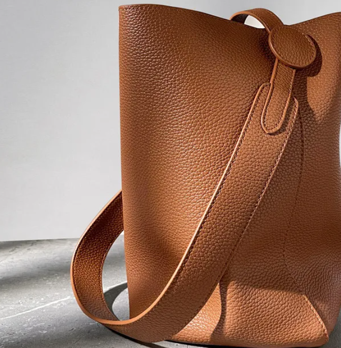 Handcrafted Calfskin Leather Bucket Bag