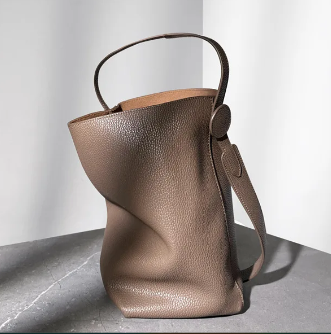 Handcrafted Calfskin Leather Bucket Bag