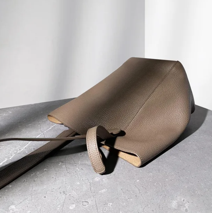 Handcrafted Calfskin Leather Bucket Bag