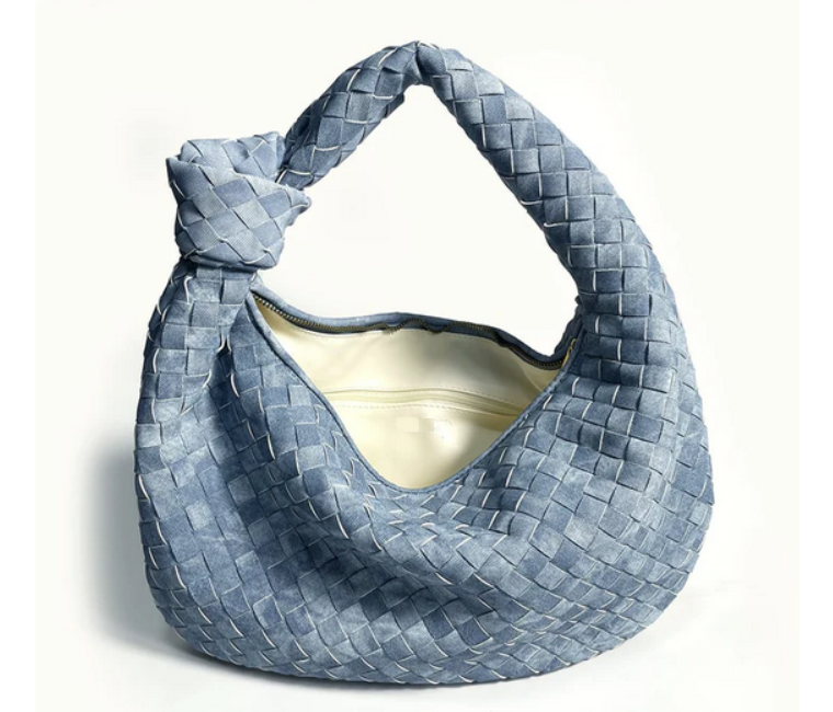 Stylish Denim Woven Knot Handbag